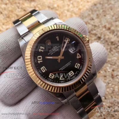 EW Factory Rolex 116334 Datejust II 41mm Black Arabic Dial 2-Tone Oyster Band Swiss Cal.3136 Watch 